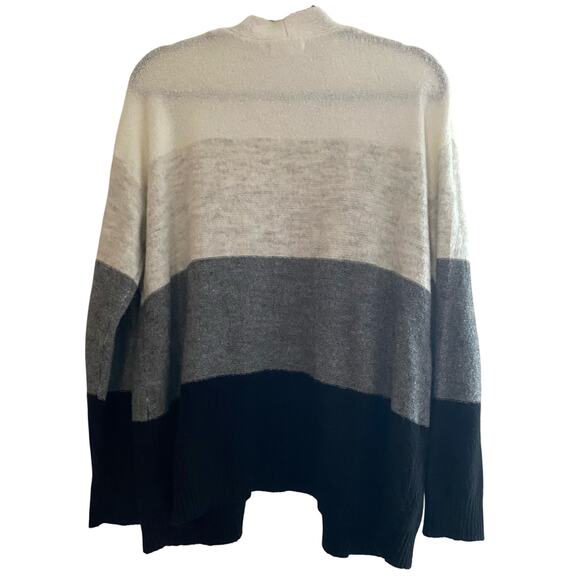Knit Sweater Cardigan Peyton Primrose Colorblock White Black Gray Women’s Large - Picture 2 of 6